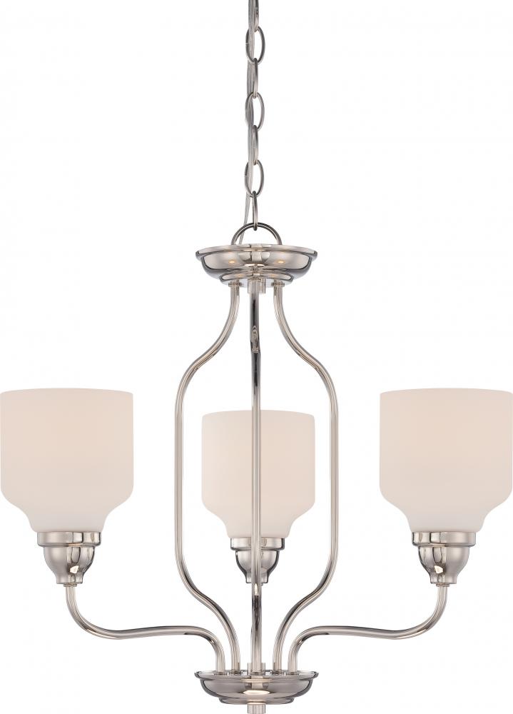 Kirk - 3 Light Chandelier with Satin White Glass - LED Omni Included