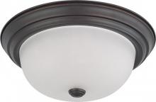 Nuvo 60/3146 - 2 Light - 13" Flush with Frosted White Glass - Mahogany Bronze Finish