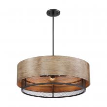 Nuvo 60/6980 - Barrique - 5 Light Pendant - Black with Honey Wood Finish