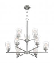 Nuvo 60/7189 - Bransel - 9 Light Chandelier with Seeded Glass - Brushed Nickel Finish