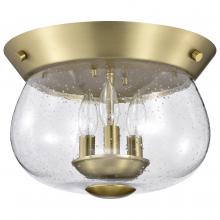 Nuvo 60/7807 - Boliver 3 Light Flush Mount; Vintage Brass Finish; Clear Seeded Glass