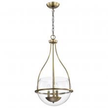 Nuvo 60/7818 - Amado 3 Light Pendant; 14 Inches; Vintage Brass Finish; Clear Glass
