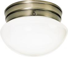 Nuvo SF77/921 - 1 Light - 8" Flush with White Glass - Antique Brass Finish