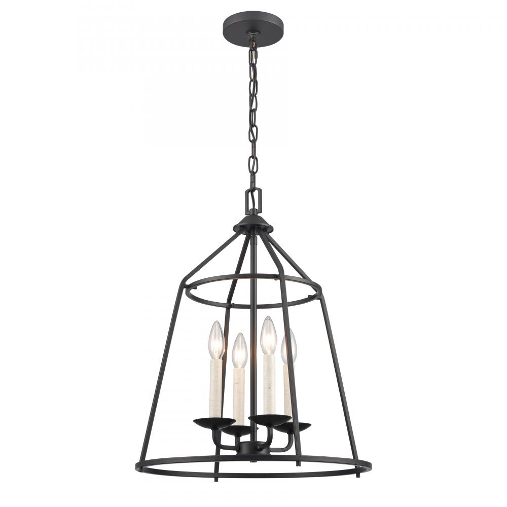 Ellisville 17.25'' Wide 4-Light Chandelier - Matte Black