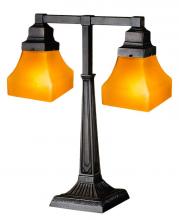 Meyda Tiffany 111803 - 20"H Bungalow Frosted Amber 2 Arm Desk Lamp