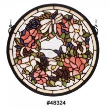 Meyda Tiffany 48324 - 15"W X 15"H Revival Wreath & Garland Medallion Stained Glass Window