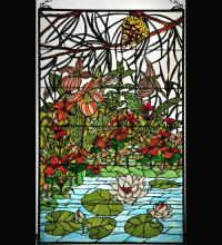 Meyda Tiffany 77661 - 30"W X 48"H Woodland LilyPond Stained Glass Window